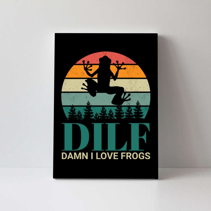 Retro Dilf Damn I Love Frogs Canvas