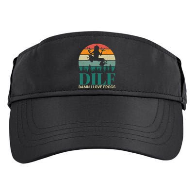 Retro Dilf Damn I Love Frogs Adult Drive Performance Visor