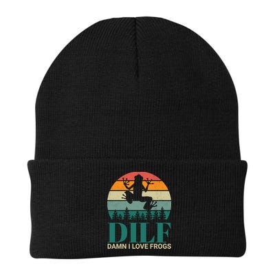 Retro Dilf Damn I Love Frogs Beanie