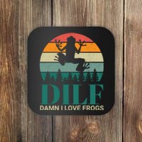 Retro Dilf Damn I Love Frogs Coaster