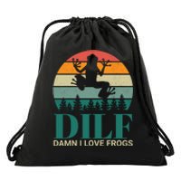 Retro Dilf Damn I Love Frogs Drawstring Bag