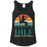 Retro Dilf Damn I Love Frogs Ladies Essential Tank