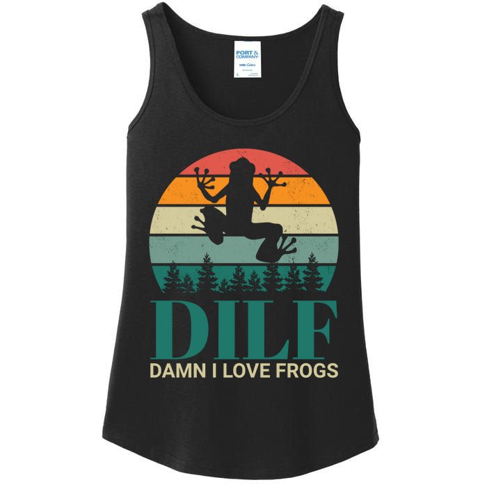 Retro Dilf Damn I Love Frogs Ladies Essential Tank