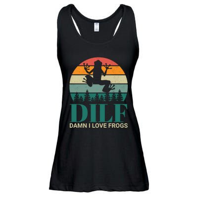 Retro Dilf Damn I Love Frogs Ladies Essential Flowy Tank