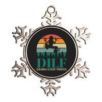 Retro Dilf Damn I Love Frogs Metallic Star Ornament