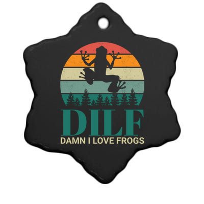 Retro Dilf Damn I Love Frogs Ceramic Star Ornament