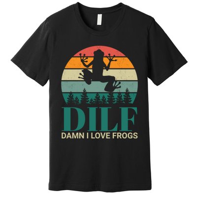 Retro Dilf Damn I Love Frogs Premium T-Shirt