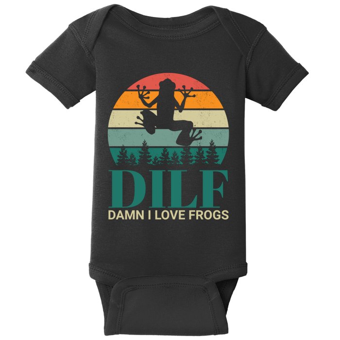 Retro Dilf Damn I Love Frogs Baby Bodysuit