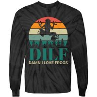 Retro Dilf Damn I Love Frogs Tie-Dye Long Sleeve Shirt