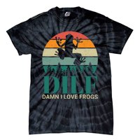 Retro Dilf Damn I Love Frogs Tie-Dye T-Shirt