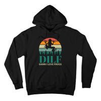 Retro Dilf Damn I Love Frogs Tall Hoodie