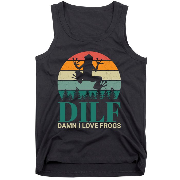 Retro Dilf Damn I Love Frogs Tank Top