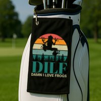 Retro Dilf Damn I Love Frogs Golf Towel