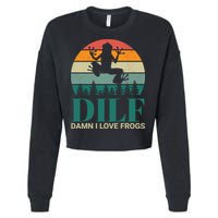 Retro Dilf Damn I Love Frogs Cropped Pullover Crew