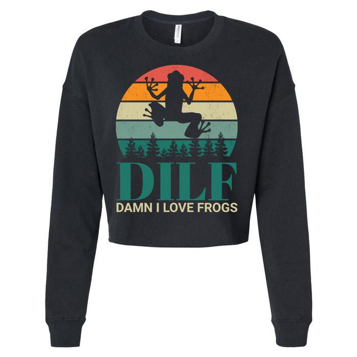 Retro Dilf Damn I Love Frogs Cropped Pullover Crew