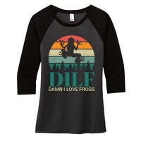 Retro Dilf Damn I Love Frogs Women's Tri-Blend 3/4-Sleeve Raglan Shirt