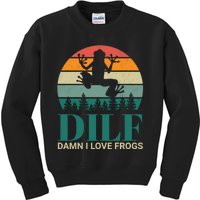 Retro Dilf Damn I Love Frogs Kids Sweatshirt