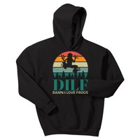 Retro Dilf Damn I Love Frogs Kids Hoodie