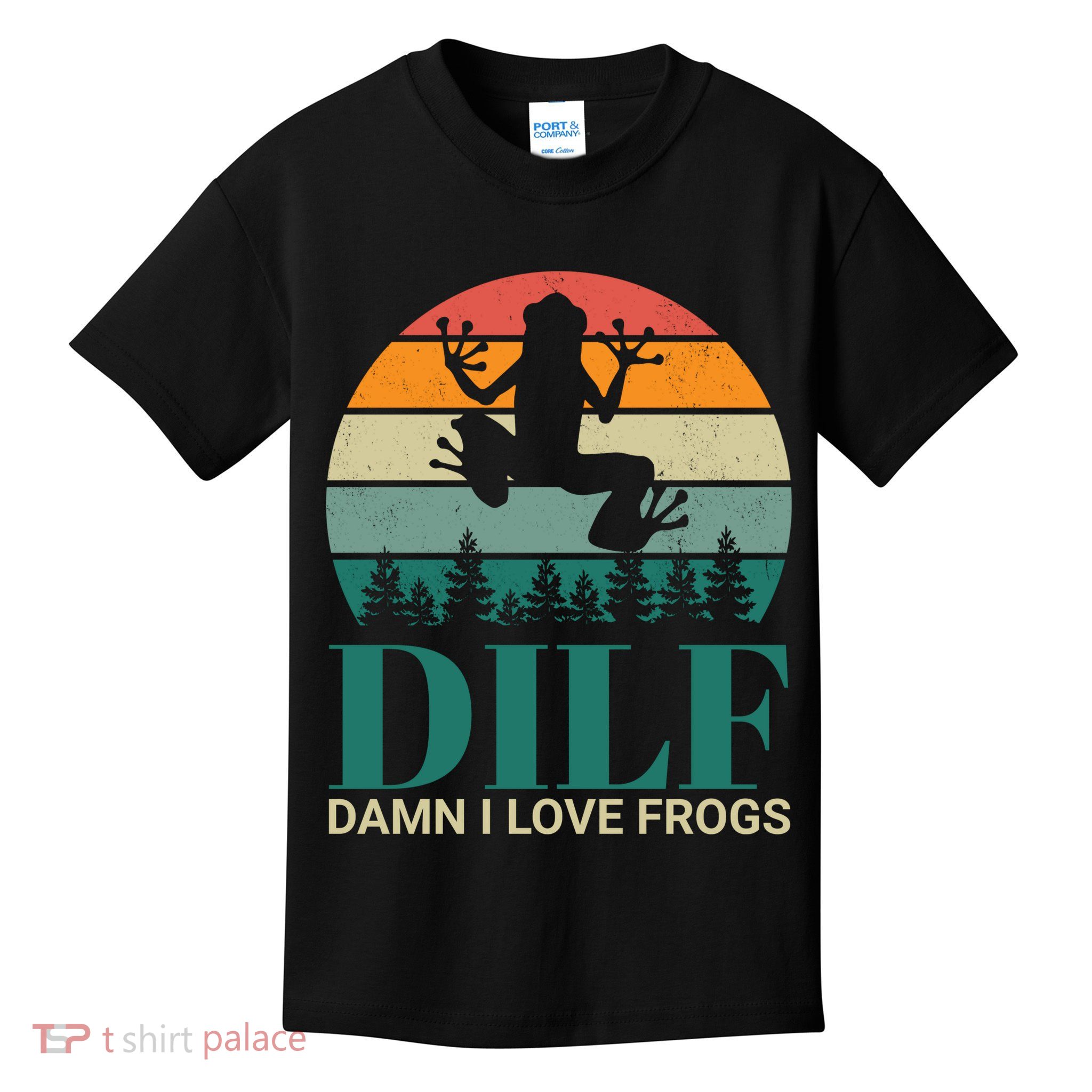 Retro Dilf Damn I Love Frogs Kids T-Shirt