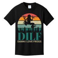 Retro Dilf Damn I Love Frogs Kids T-Shirt