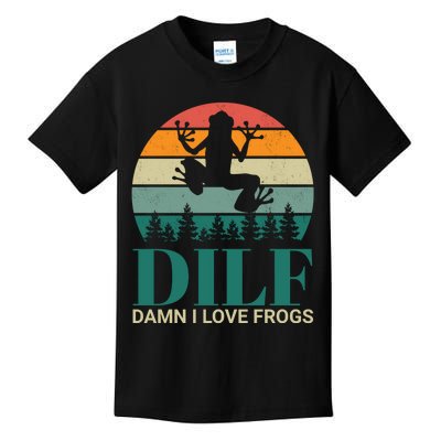 Retro Dilf Damn I Love Frogs Kids T-Shirt