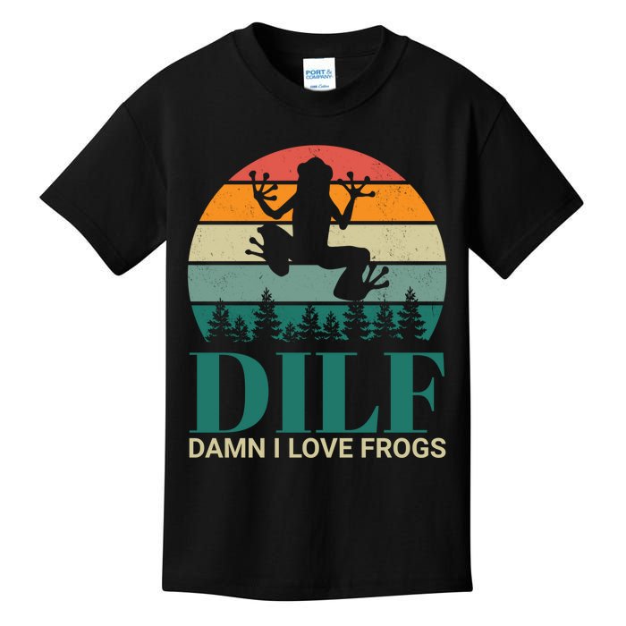 Retro Dilf Damn I Love Frogs Kids T-Shirt