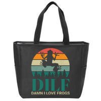 Retro Dilf Damn I Love Frogs Zip Tote Bag