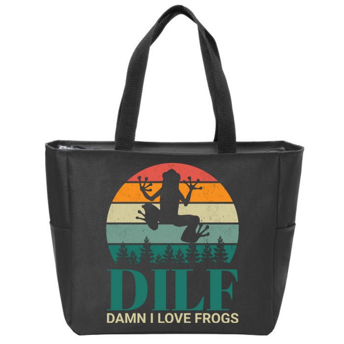 Retro Dilf Damn I Love Frogs Zip Tote Bag