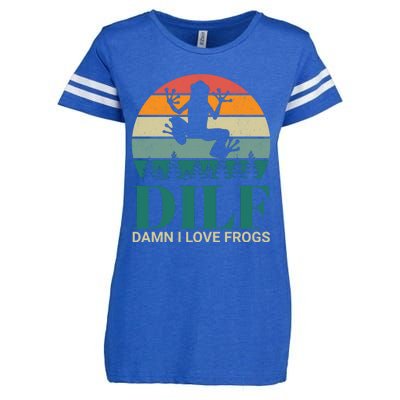 Retro Dilf Damn I Love Frogs Enza Ladies Jersey Football T-Shirt