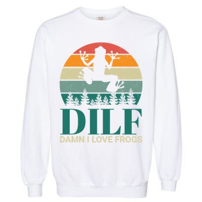 Retro Dilf Damn I Love Frogs Garment-Dyed Sweatshirt