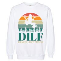 Retro Dilf Damn I Love Frogs Garment-Dyed Sweatshirt