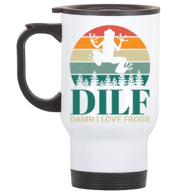 Retro Dilf Damn I Love Frogs Stainless Steel Travel Mug