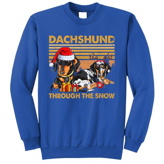 Retro Dachshund Dog Through The Snow Lovers Merry Christmas Gift Sweatshirt