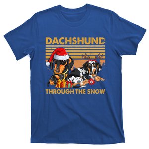 Retro Dachshund Dog Through The Snow Lovers Merry Christmas Gift T-Shirt