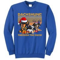 Retro Dachshund Dog Through The Snow Lovers Merry Christmas Gift Tall Sweatshirt