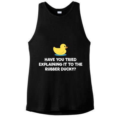 Rubber Duck Debugging Funny Explaining Programmer Coder Gift Ladies PosiCharge Tri-Blend Wicking Tank