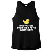 Rubber Duck Debugging Funny Explaining Programmer Coder Gift Ladies PosiCharge Tri-Blend Wicking Tank