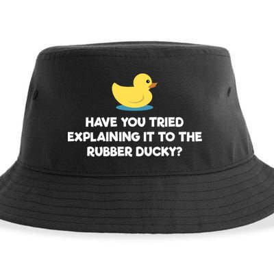 Rubber Duck Debugging Funny Explaining Programmer Coder Gift Sustainable Bucket Hat