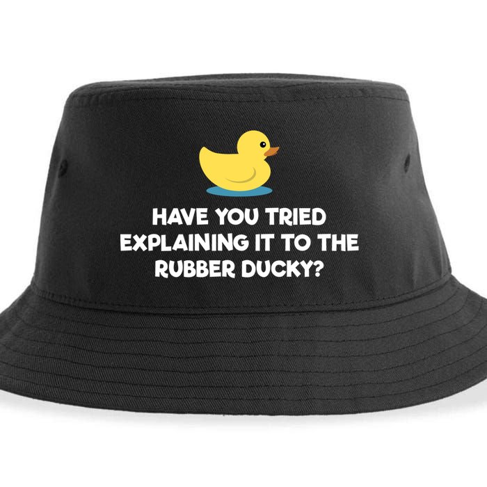 Rubber Duck Debugging Funny Explaining Programmer Coder Gift Sustainable Bucket Hat