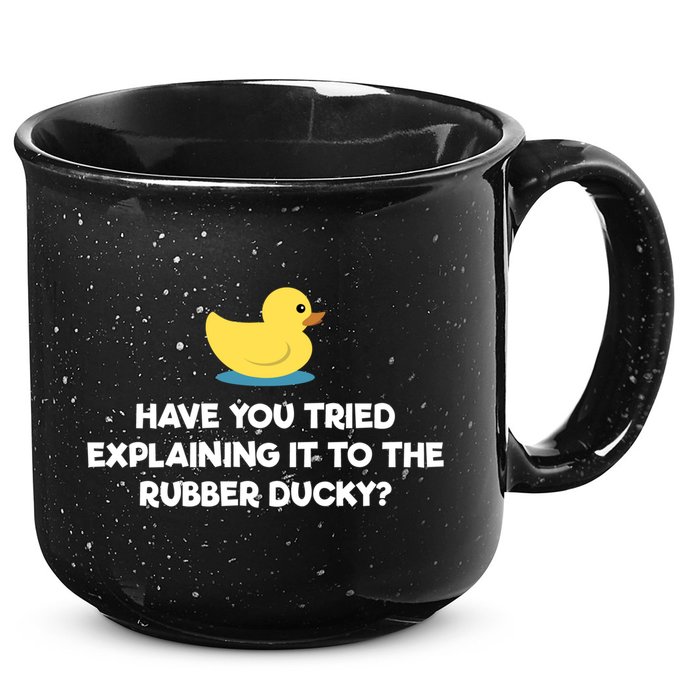 Rubber Duck Debugging Funny Explaining Programmer Coder Gift 15oz Campfire Ceramic Mug