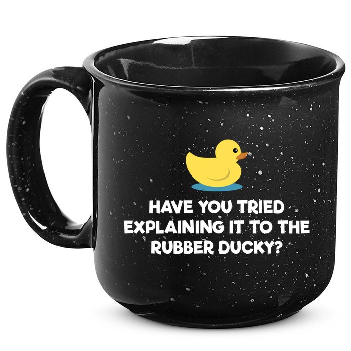Rubber Duck Debugging Funny Explaining Programmer Coder Gift 15oz Campfire Ceramic Mug
