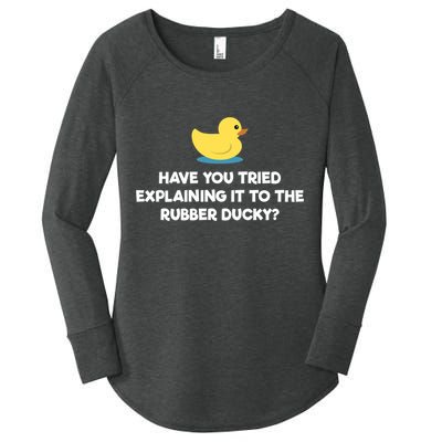 Rubber Duck Debugging Funny Explaining Programmer Coder Gift Women's Perfect Tri Tunic Long Sleeve Shirt