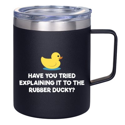 Rubber Duck Debugging Funny Explaining Programmer Coder Gift 12oz Stainless Steel Coffee Mug