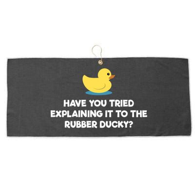Rubber Duck Debugging Funny Explaining Programmer Coder Gift Large Microfiber Waffle Golf Towel