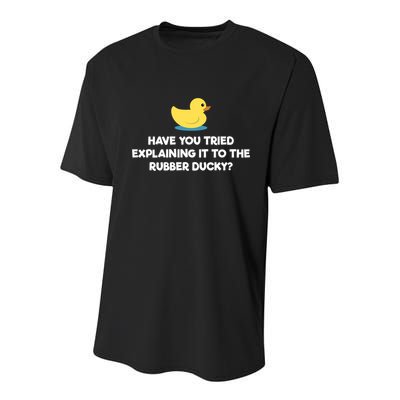 Rubber Duck Debugging Funny Explaining Programmer Coder Gift Youth Performance Sprint T-Shirt