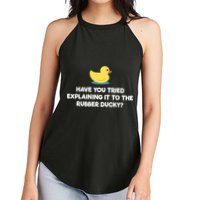 Rubber Duck Debugging Funny Explaining Programmer Coder Gift Women's Perfect Tri Rocker Tank