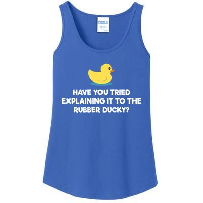 Rubber Duck Debugging Funny Explaining Programmer Coder Gift Ladies Essential Tank