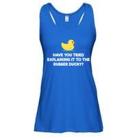 Rubber Duck Debugging Funny Explaining Programmer Coder Gift Ladies Essential Flowy Tank