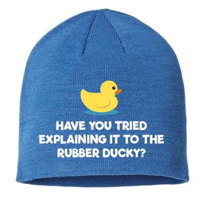 Rubber Duck Debugging Funny Explaining Programmer Coder Gift Sustainable Beanie