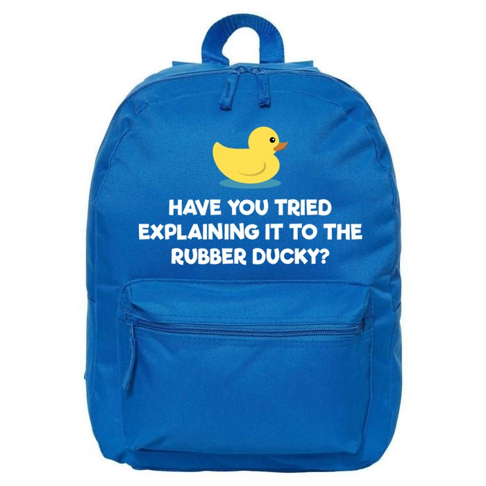 Rubber Duck Debugging Funny Explaining Programmer Coder Gift 16 in Basic Backpack